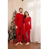 Ekouaer Womens Onesie Adult Button One Piece Pajama Long Sleeve Onesie Pajamas Jumpsuit Sleepwear for Women(Red)