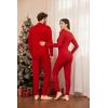 Ekouaer Womens Onesie Adult Button One Piece Pajama Long Sleeve Onesie Pajamas Jumpsuit Sleepwear for Women(Red)