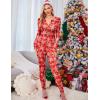 Ekouaer Womens Onesie Adult Button One Piece Pajama Long Sleeve Onesie Pajamas Jumpsuit Sleepwear for Women(Snowflake)