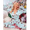 Ekouaer Womens Onesie Adult Button One Piece Pajama Long Sleeve Onesie Pajamas Jumpsuit Sleepwear for Women(Snowman)