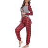 Ekouaer Women’s Pajama Set Christmas Pjs Long Sleeve Print Tops and Pajamas Pants Soft Sleepwear Set(Pattern5_red Plaid Fawn)