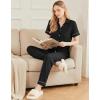 Ekouaer Womens Pajama Sets 2 Piece Button Down Short Sleeve Pjs Set Soft Lounge Set with Long Pants S-XXL(Black)