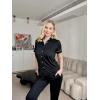 Ekouaer Womens Pajama Sets 2 Piece Button Down Short Sleeve Pjs Set Soft Lounge Set with Long Pants S-XXL(Black)