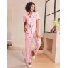 Ekouaer Womens Pajama Sets 2 Piece Button Down Short Sleeve Pjs Set Soft Lounge Set with Long Pants S-XXL(Christmas Cane)