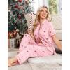 Ekouaer Womens Pajama Sets 2 Piece Button Down Short Sleeve Pjs Set Soft Lounge Set with Long Pants S-XXL(Christmas Cane)