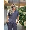 Ekouaer Womens Pajama Sets 2 Piece Button Down Short Sleeve Pjs Set Soft Lounge Set with Long Pants S-XXL(Dark Grey)
