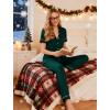 Ekouaer Womens Pajama Sets 2 Piece Button Down Short Sleeve Pjs Set Soft Lounge Set with Long Pants S-XXL(Green)