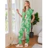 Ekouaer Womens Pajama Sets 2 Piece Button Down Short Sleeve Pjs Set Soft Lounge Set with Long Pants S-XXL(Green Leaf)