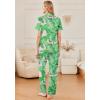 Ekouaer Womens Pajama Sets 2 Piece Button Down Short Sleeve Pjs Set Soft Lounge Set with Long Pants S-XXL(Green Leaf)