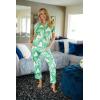 Ekouaer Womens Pajama Sets 2 Piece Button Down Short Sleeve Pjs Set Soft Lounge Set with Long Pants S-XXL(Green Leaf)