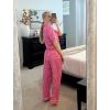 Ekouaer Womens Pajama Sets 2 Piece Button Down Short Sleeve Pjs Set Soft Lounge Set with Long Pants S-XXL(Hot Pink Leopard Print)