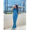 Ekouaer Womens Pajama Sets 2 Piece Button Down Short Sleeve Pjs Set Soft Lounge Set with Long Pants S-XXL(Lake Blue)