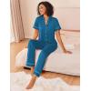 Ekouaer Womens Pajama Sets 2 Piece Button Down Short Sleeve Pjs Set Soft Lounge Set with Long Pants S-XXL(Lake Blue)