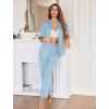 Ekouaer Womens Pajama Sets 2 Piece Button Down Short Sleeve Pjs Set Soft Lounge Set with Long Pants S-XXL(Light Blue)