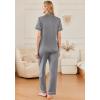 Ekouaer Womens Pajama Sets 2 Piece Button Down Short Sleeve Pjs Set Soft Lounge Set with Long Pants S-XXL(Mid Grey)