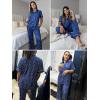 Ekouaer Womens Pajama Sets 2 Piece Button Down Short Sleeve Pjs Set Soft Lounge Set with Long Pants S-XXL(Navy Blue-star)