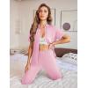 Ekouaer Womens Pajama Sets 2 Piece Button Down Short Sleeve Pjs Set Soft Lounge Set with Long Pants S-XXL(Pink)