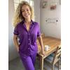 Ekouaer Womens Pajama Sets 2 Piece Button Down Short Sleeve Pjs Set Soft Lounge Set with Long Pants S-XXL(Purple)