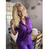 Ekouaer Womens Pajama Sets 2 Piece Button Down Short Sleeve Pjs Set Soft Lounge Set with Long Pants S-XXL(Purple)