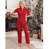 Ekouaer Womens Pajama Sets 2 Piece Button Down Short Sleeve Pjs Set Soft Lounge Set with Long Pants S-XXL(Red)