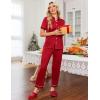 Ekouaer Womens Pajama Sets 2 Piece Button Down Short Sleeve Pjs Set Soft Lounge Set with Long Pants S-XXL(Red)