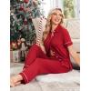 Ekouaer Womens Pajama Sets 2 Piece Button Down Short Sleeve Pjs Set Soft Lounge Set with Long Pants S-XXL(Red)