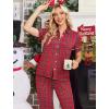Ekouaer Womens Pajama Sets 2 Piece Button Down Short Sleeve Pjs Set Soft Lounge Set with Long Pants S-XXL(Red Green Plaid)