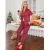 Ekouaer Womens Pajama Sets 2 Piece Button Down Short Sleeve Pjs Set Soft Lounge Set with Long Pants S-XXL(Red Green Plaid)