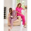 Ekouaer Womens Pajama Sets 2 Piece Button Down Short Sleeve Pjs Set Soft Lounge Set with Long Pants S-XXL(Rose Red)