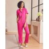 Ekouaer Womens Pajama Sets 2 Piece Button Down Short Sleeve Pjs Set Soft Lounge Set with Long Pants S-XXL(Rose Red)