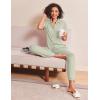 Ekouaer Womens Pajama Sets 2 Piece Button Down Short Sleeve Pjs Set Soft Lounge Set with Long Pants S-XXL(Sage Green)