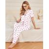 Ekouaer Womens Pajama Sets 2 Piece Button Down Short Sleeve Pjs Set Soft Lounge Set with Long Pants S-XXL(White-red Heart)