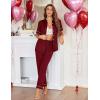 Ekouaer Womens Pajama Sets 2 Piece Button Down Short Sleeve Pjs Set Soft Lounge Set with Long Pants S-XXL(Wine Red)