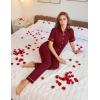 Ekouaer Womens Pajama Sets 2 Piece Button Down Short Sleeve Pjs Set Soft Lounge Set with Long Pants S-XXL(Wine Red)