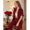 Ekouaer Womens Pajama Sets 2 Piece Button Down Short Sleeve Pjs Set Soft Lounge Set with Long Pants S-XXL(Wine Red)