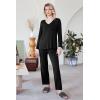Ekouaer Womens Pajama Sets 2 Piece Lounge Set Fall Winter Pajamas Long Sleeve Pjs Top and Pants Soft Pj Sets Loose Sleepwear(A01-black)