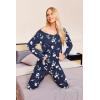 Ekouaer Womens Pajama Sets 2 Piece Lounge Set Fall Winter Pajamas Long Sleeve Pjs Top and Pants Soft Pj Sets Loose Sleepwear(Blue White Flower)