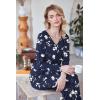 Ekouaer Womens Pajama Sets 2 Piece Lounge Set Fall Winter Pajamas Long Sleeve Pjs Top and Pants Soft Pj Sets Loose Sleepwear(Blue White Flower)