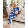 Ekouaer Womens Pajama Sets 2 Piece Lounge Set Fall Winter Pajamas Long Sleeve Pjs Top and Pants Soft Pj Sets Loose Sleepwear(Christmas Polar Bear-royal Blue)