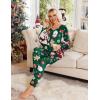 Ekouaer Womens Pajama Sets 2 Piece Lounge Set Fall Winter Pajamas Long Sleeve Pjs Top and Pants Soft Pj Sets Loose Sleepwear(Christmas Snowman Green)