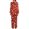 Ekouaer Womens Pajama Sets 2 Piece Lounge Set Fall Winter Pajamas Long Sleeve Pjs Top and Pants Soft Pj Sets Loose Sleepwear(Christmas Snowman Red)