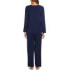 Ekouaer Womens Pajama Sets 2 Piece Lounge Set Fall Winter Pajamas Long Sleeve Pjs Top and Pants Soft Pj Sets Loose Sleepwear(Dark Blue)