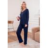 Ekouaer Womens Pajama Sets 2 Piece Lounge Set Fall Winter Pajamas Long Sleeve Pjs Top and Pants Soft Pj Sets Loose Sleepwear(Dark Blue)