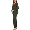 Ekouaer Womens Pajama Sets 2 Piece Lounge Set Fall Winter Pajamas Long Sleeve Pjs Top and Pants Soft Pj Sets Loose Sleepwear(Dark Green)