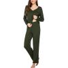 Ekouaer Womens Pajama Sets 2 Piece Lounge Set Fall Winter Pajamas Long Sleeve Pjs Top and Pants Soft Pj Sets Loose Sleepwear(Dark Green)