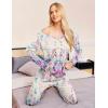 Ekouaer Womens Pajama Sets 2 Piece Lounge Set Fall Winter Pajamas Long Sleeve Pjs Top and Pants Soft Pj Sets Loose Sleepwear(Flowers-yellow Rose Red Blue)