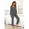 Ekouaer Womens Pajama Sets 2 Piece Lounge Set Fall Winter Pajamas Long Sleeve Pjs Top and Pants Soft Pj Sets Loose Sleepwear(Gray)