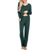 Ekouaer Womens Pajama Sets 2 Piece Lounge Set Fall Winter Pajamas Long Sleeve Pjs Top and Pants Soft Pj Sets Loose Sleepwear(Green)