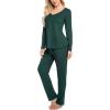 Ekouaer Womens Pajama Sets 2 Piece Lounge Set Fall Winter Pajamas Long Sleeve Pjs Top and Pants Soft Pj Sets Loose Sleepwear(Green)