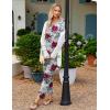 Ekouaer Womens Pajama Sets 2 Piece Lounge Set Fall Winter Pajamas Long Sleeve Pjs Top and Pants Soft Pj Sets Loose Sleepwear(Ink Flowers)